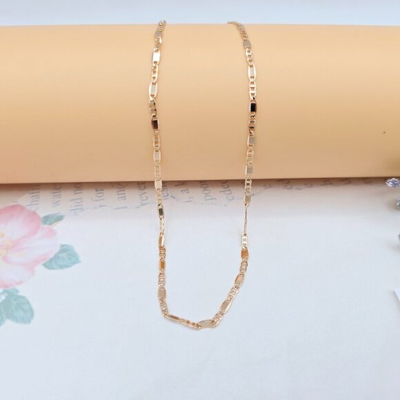Rose Gold Figaro Chain Necklace with High Polish Finish - 44cm, XPNL0054 - Picture 1 of 12